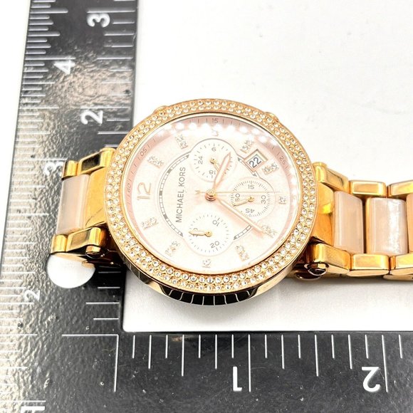 Michael Kors Parker Rose Gold-Tone Blush Acetate Band Women's Watch MK5896 - Picture 7 of 8